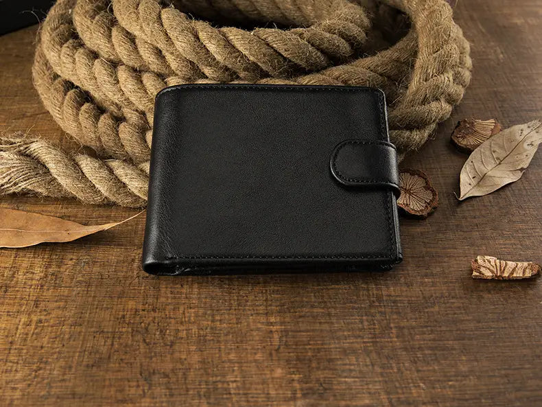 Brown Cowhide Wallet with Card Slots Coin Pocket and Four Compartments for the United States