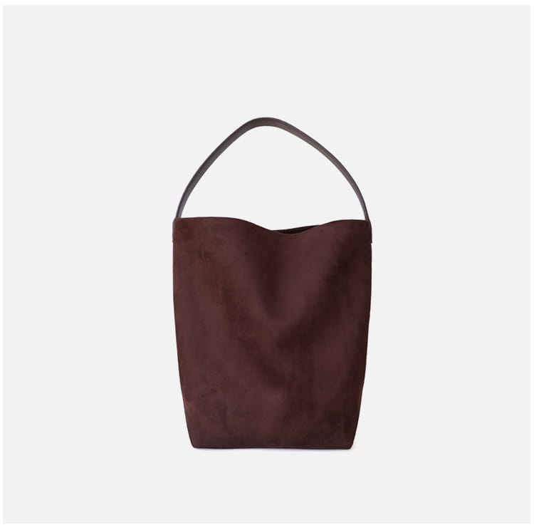 Large Capacity Suede Cowhide Bucket Bag in Genuine Leather for Daily
