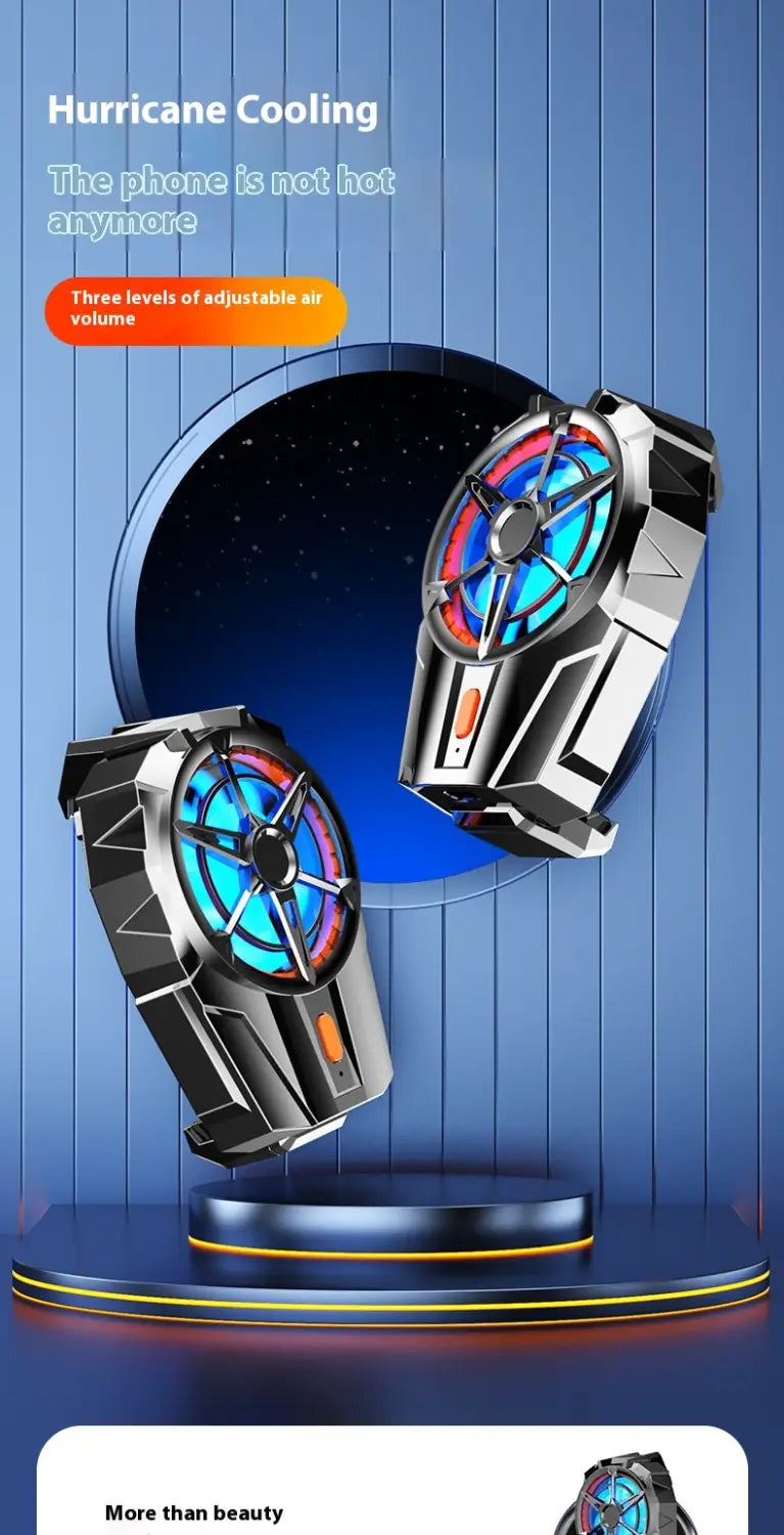 Wireless Phone Turbine Radiator with Cooling Fan Rechargeable Black