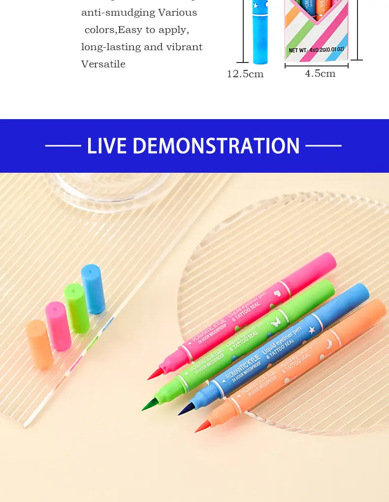 Dual Tip Liquid Eyeliner with Stamp Pen for Precise Eye Makeup