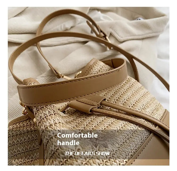 Kudottu ruskea aprikoosi maito tee olkalaukku neliömäinen ristikukkaro hihnalla