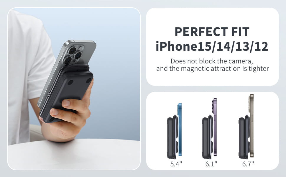 8000mAh Wireless Magnetic Power Bank with Cable Output for Fast Charging