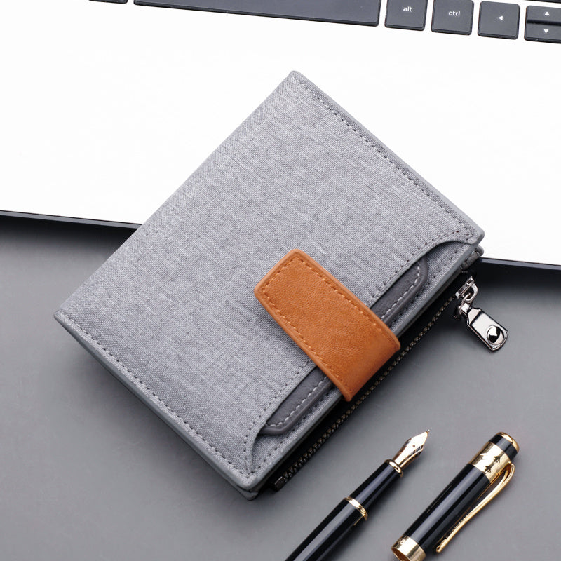 Men’s Button Short Wallet Oxford Cloth Large Capacity Canvas Wallet - Big Wallet for Small Men’s Dreams and Many Cards