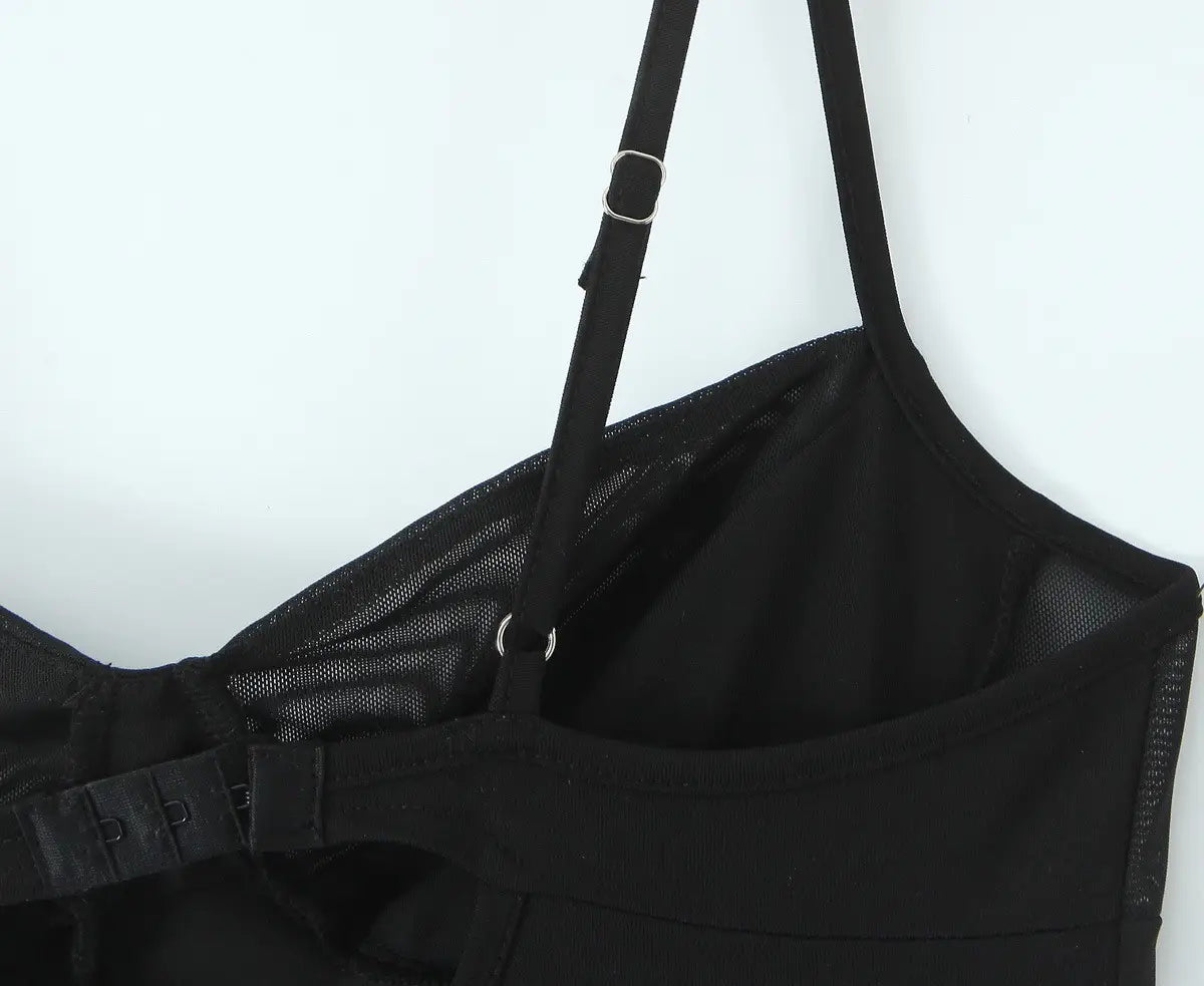 Abito gonna in poliestere nero con stile imbrattato per donne