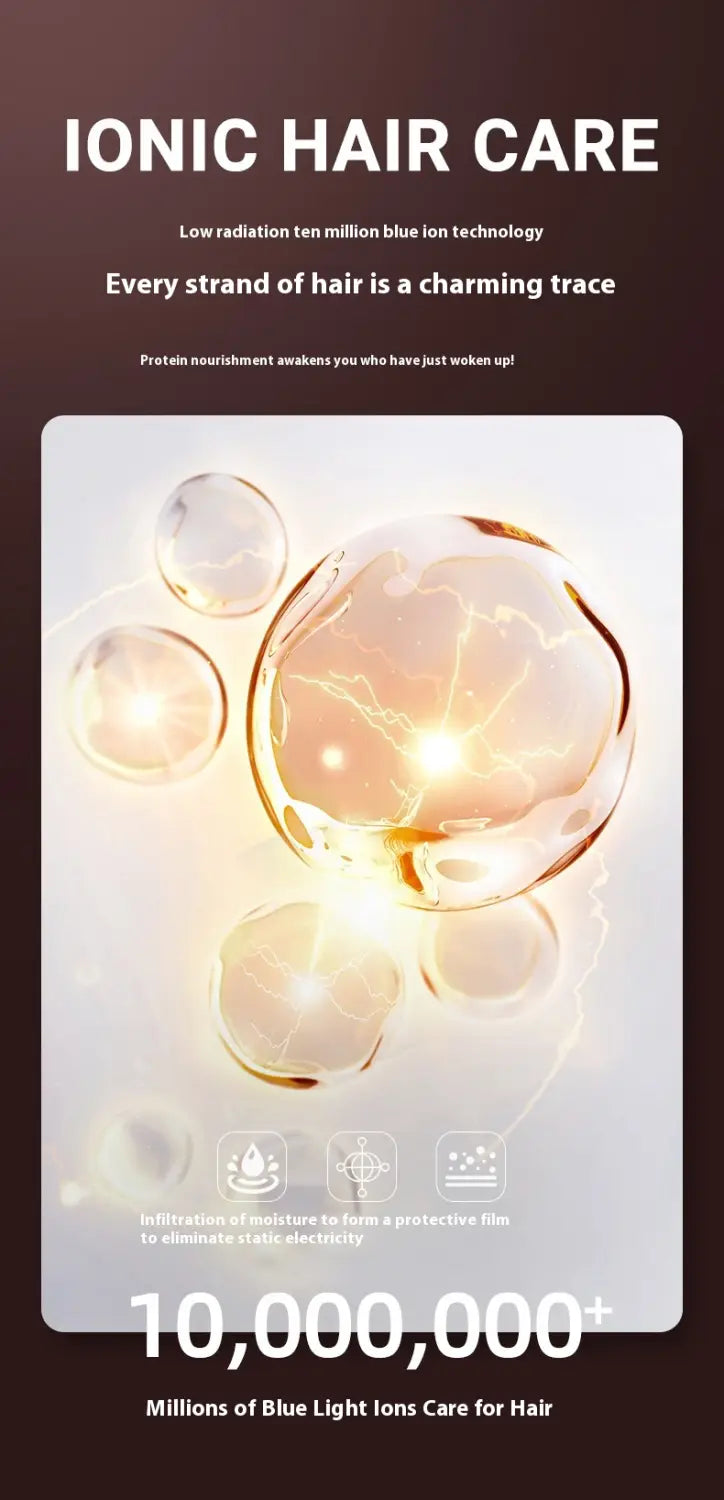 High Power Electric Hair Dryer Household with Gradient Purple and Blue Light