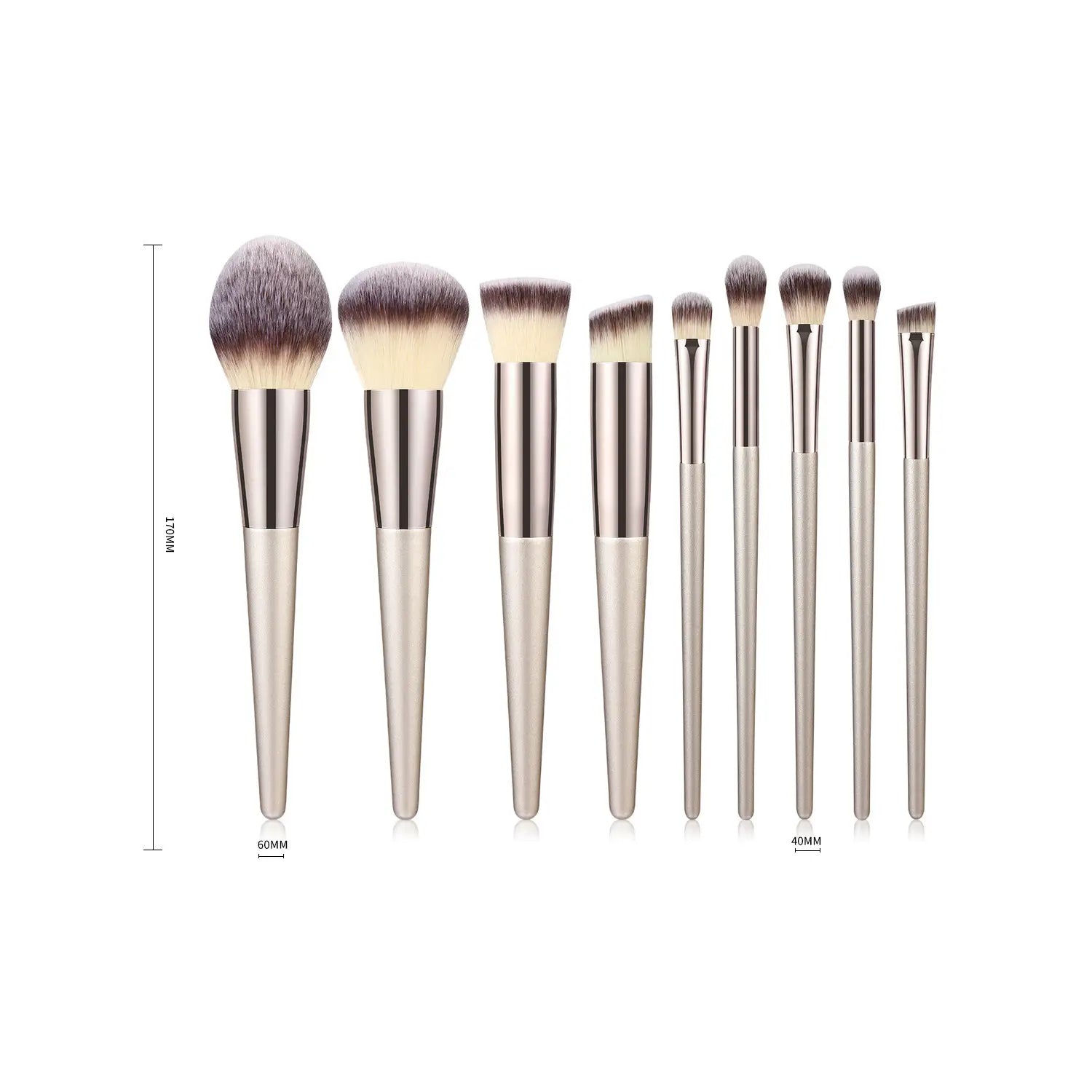Wooden Handle Makeup Brush Set with Champagne Gold Handles