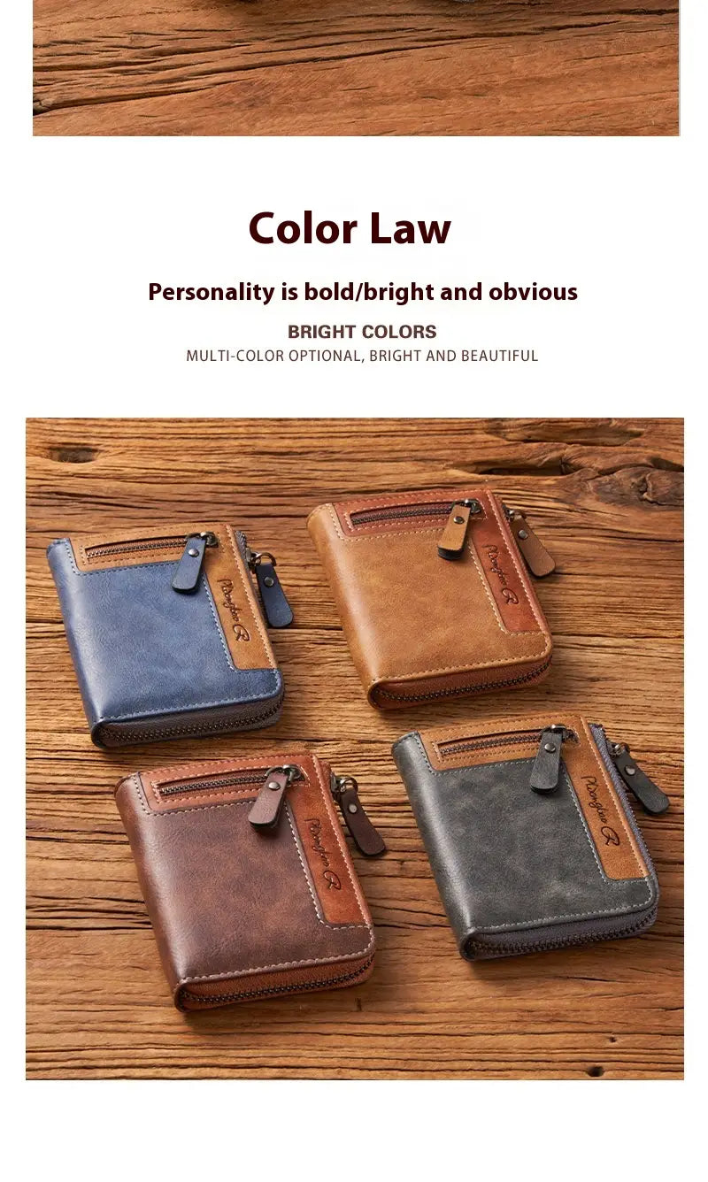 Mens Slim Bifold portefeuille PU Cuir RFID Blocking Carte Bread pour quotidiennement