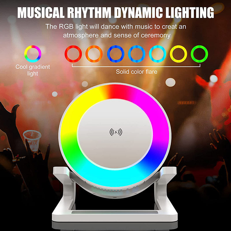 Multifunctional Four-in-one Small Night Lamp RGB Bluetooth Speaker Mobile Phone Holder 15W Wireless Charging - Lamp