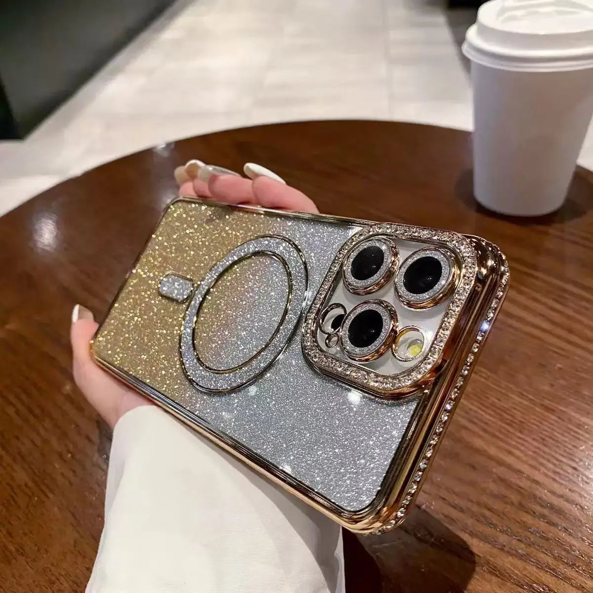 Multicolor Shockproof Magnetic TPU Phone Case with Rhinestones and Heat Dissipation