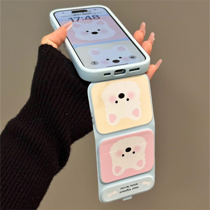 Blush West Highland Case di telefoni cartone animato pieghevole TPU Anti-Fall per iPhone