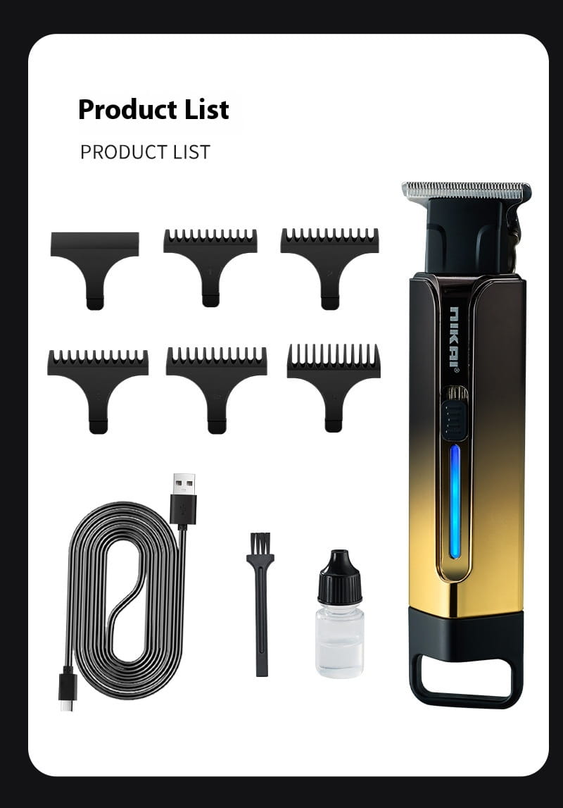 Retro Oil Head Electric Hair Clipper with Carving and Rechargeable Battery