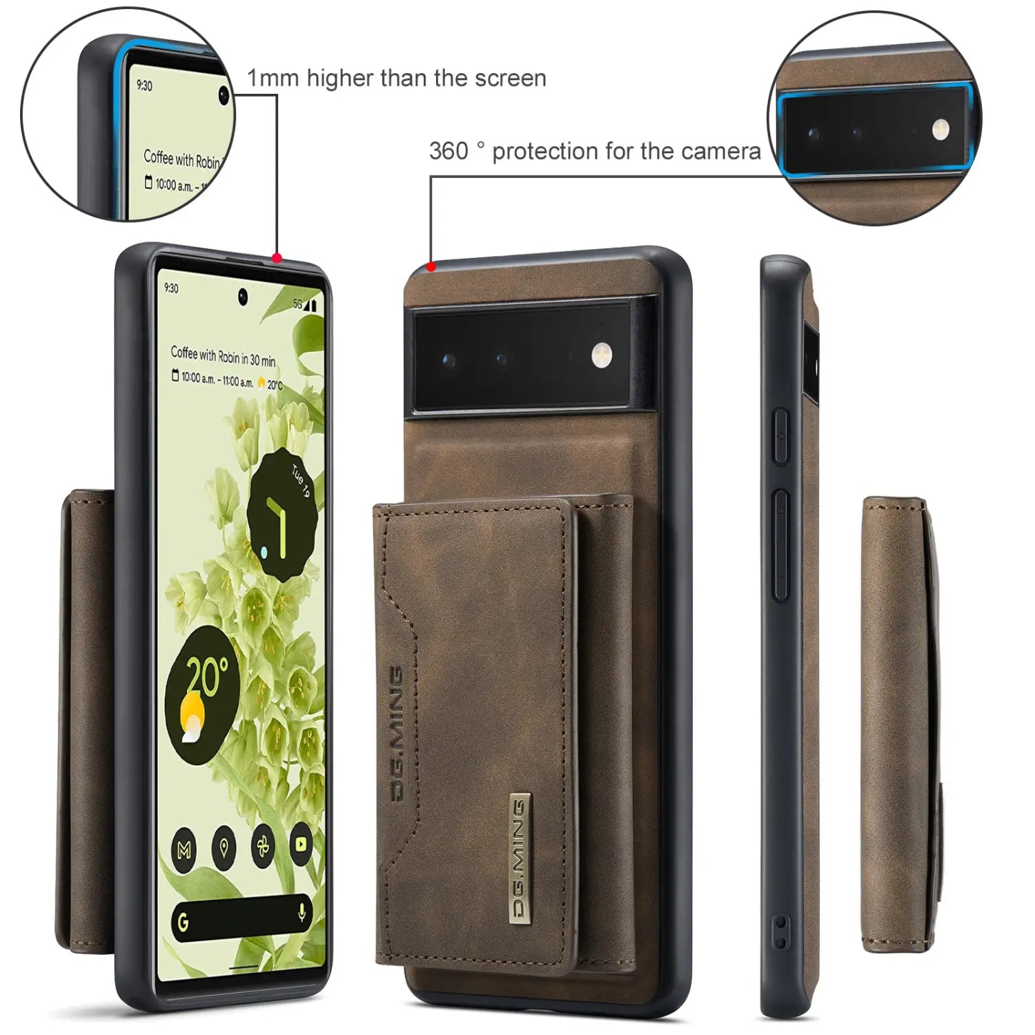 Leather Phone Case with Simple Magnetic Card Holder in Multiple Colors