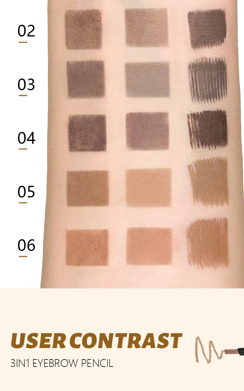 Wielokolorowy ołówek i proszek do precyzyjnego kształtowania brwi