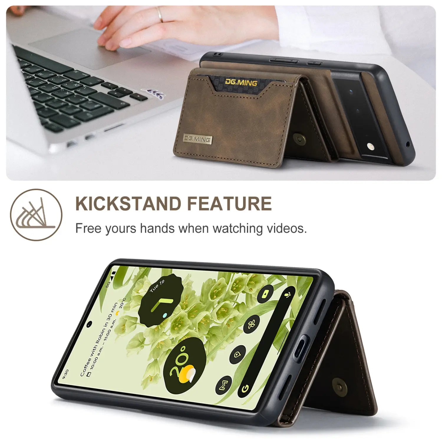 Leather Phone Case with Simple Magnetic Card Holder in Multiple Colors