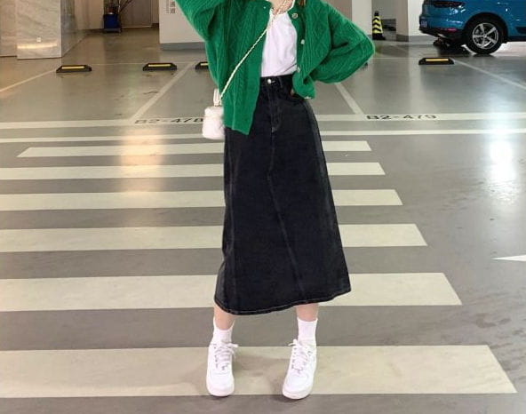 Cárdigan de manga larga verde para mujeres tamaños asiáticos botones casuales hacia abajo