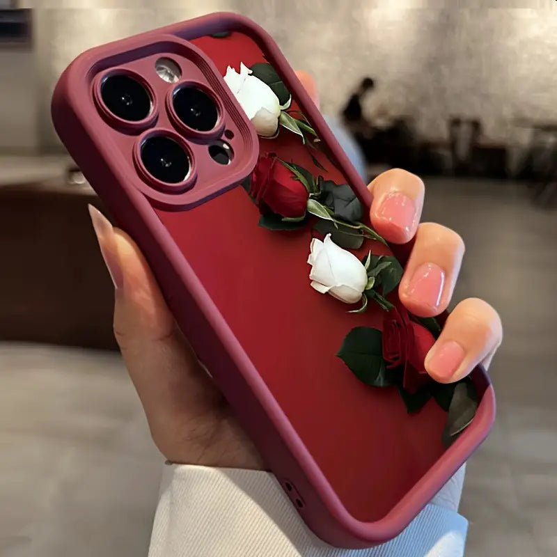 Custodia per iPhone rosa bianca rossa tpu soft shell anti -caduta glassata