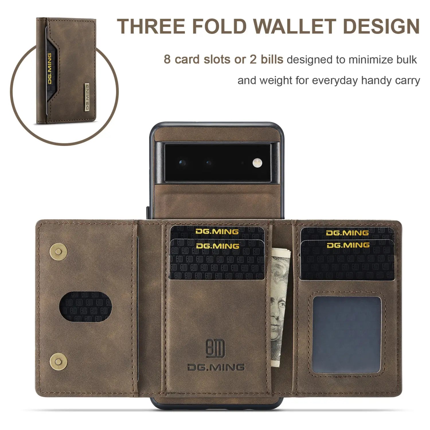 Leather Phone Case with Simple Magnetic Card Holder in Multiple Colors