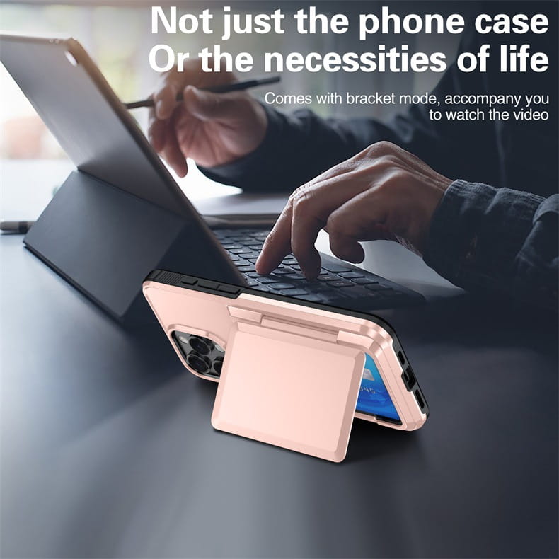 iPhone -stötbeständig korthållare fodral TPU PC Protective Cover flera färger