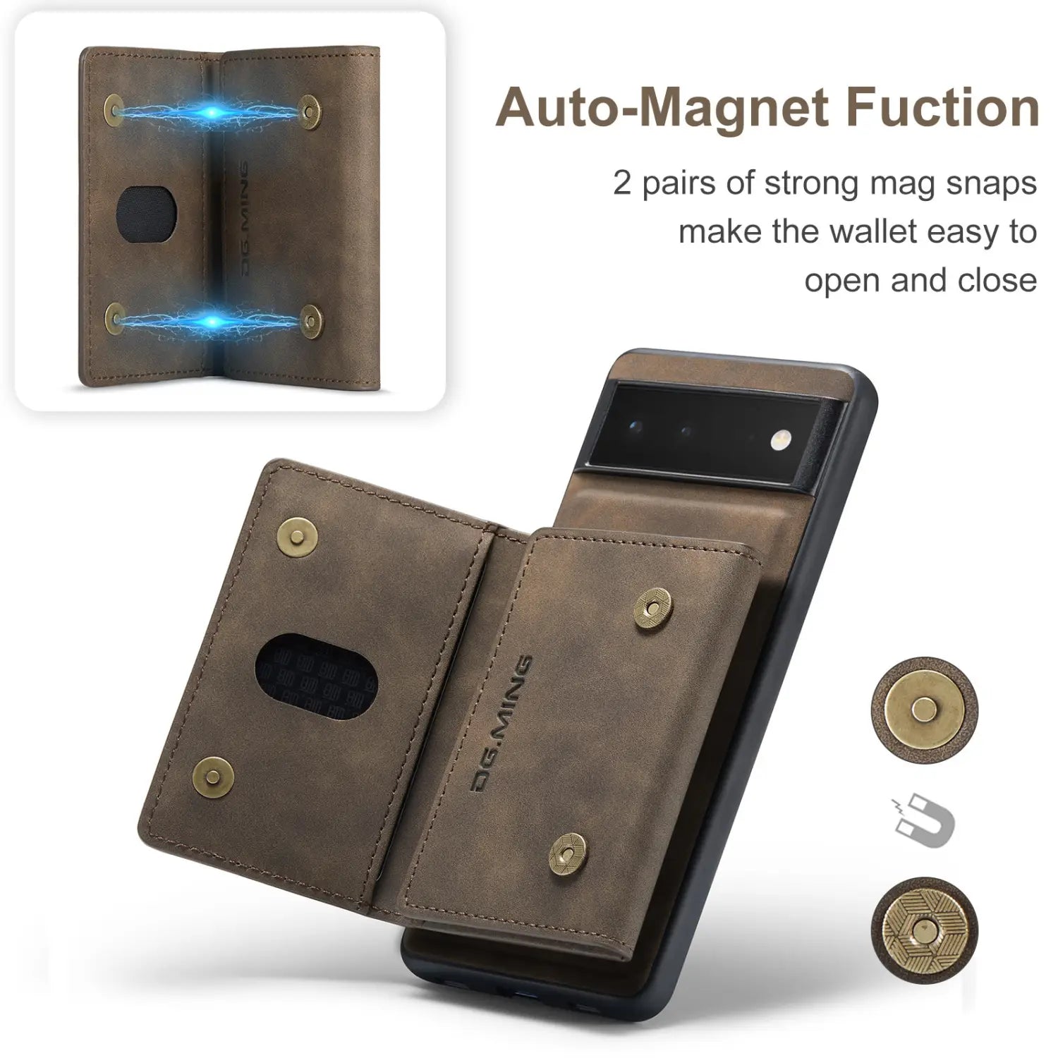 Leather Phone Case with Simple Magnetic Card Holder in Multiple Colors
