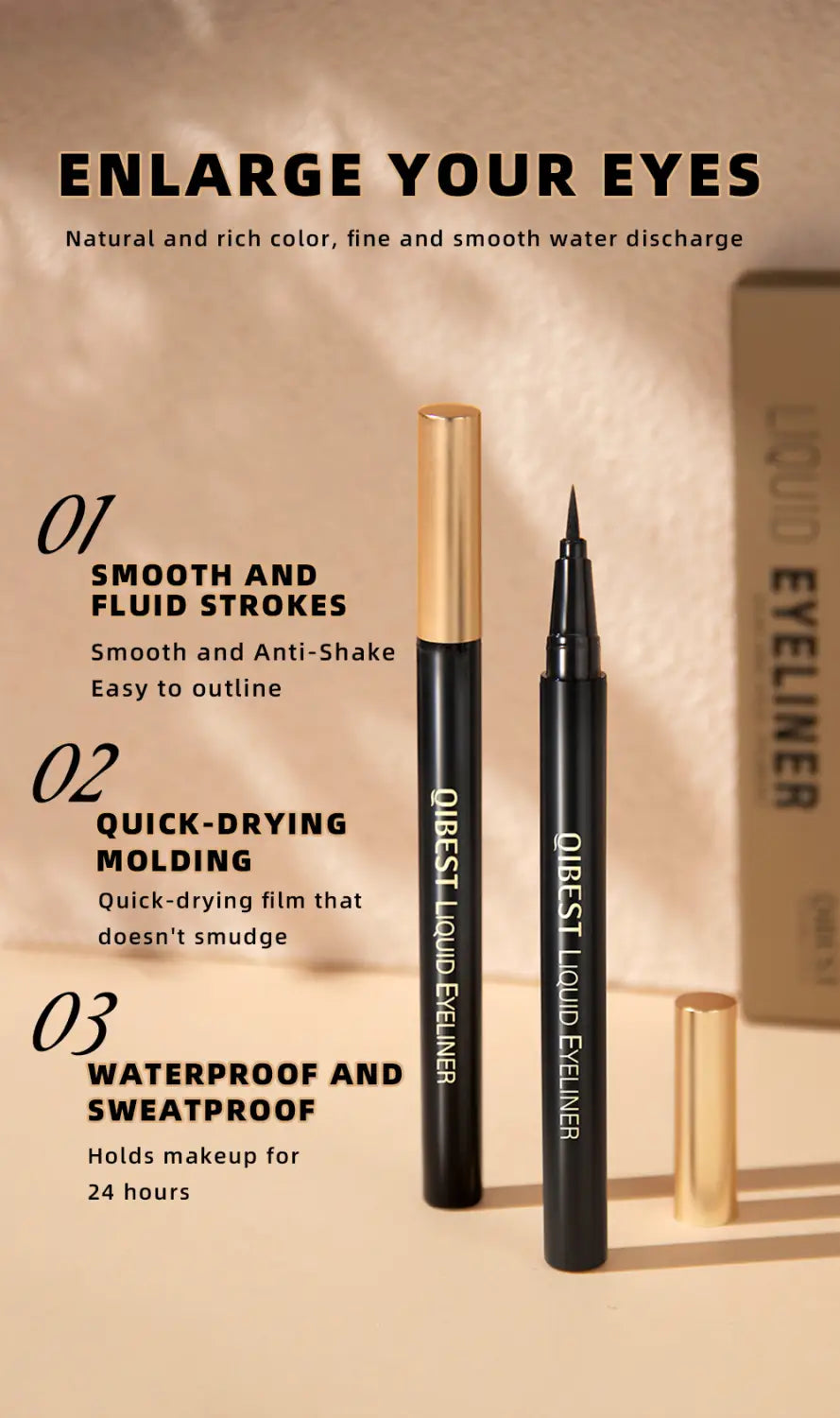 Universal Black Liquid Eyeliner Pen for Day and Evening Makeup