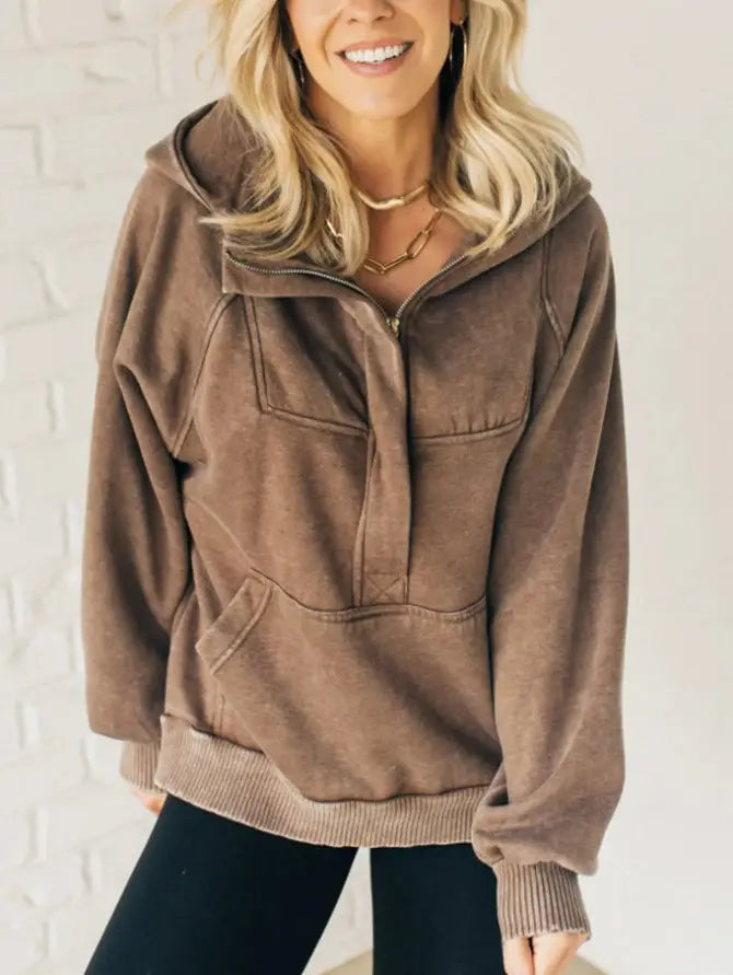 Överdimensionerad bomullsutdragare med fickor Streetwear unisex s-xxl