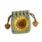 Sweet Sunflower Hand-woven Mini Drawstring Coin Purse - Sunflower Purse: A Floral Bargain for Your Coins