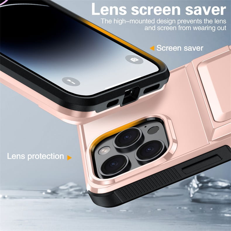 iPhone -stötbeständig korthållare fodral TPU PC Protective Cover flera färger