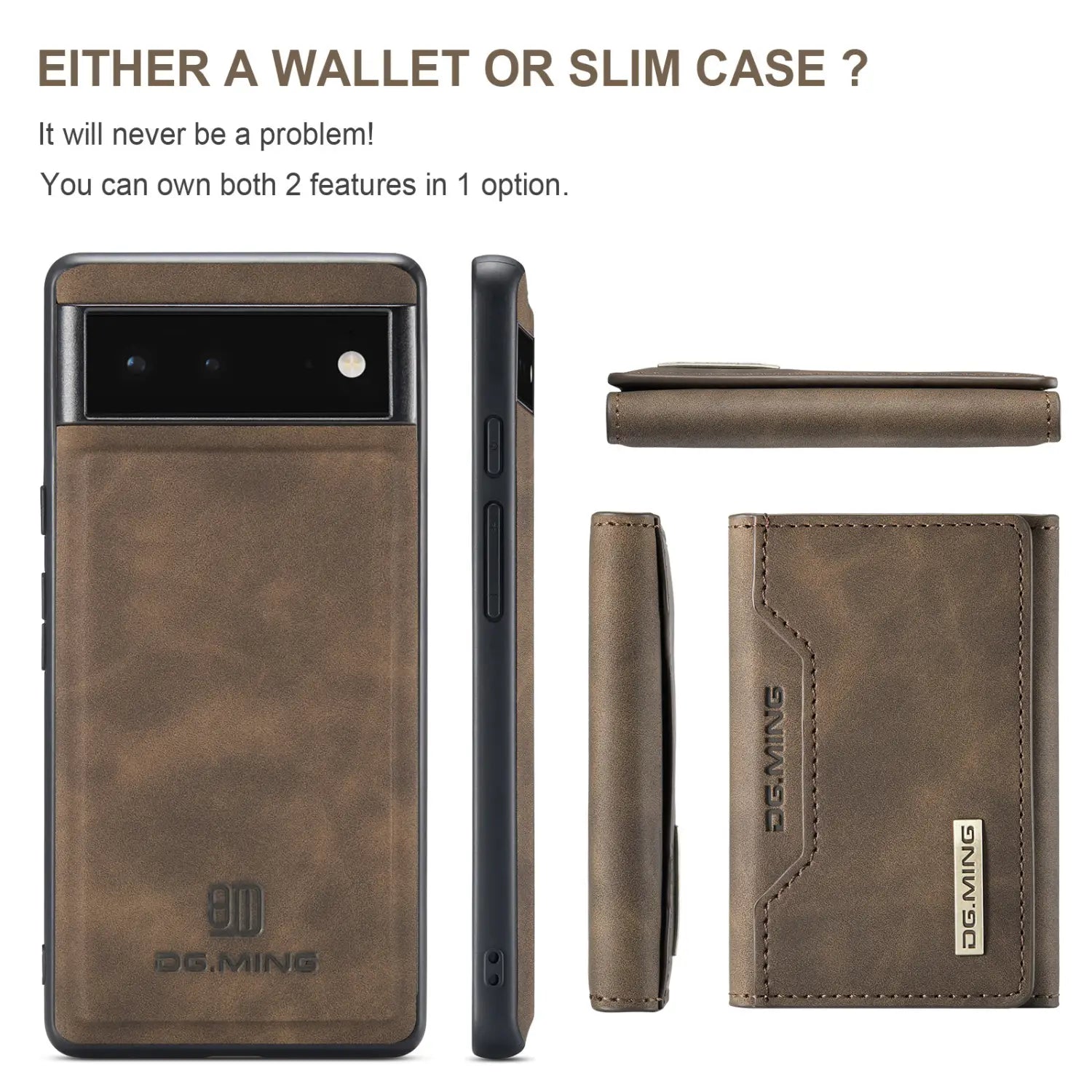 Leather Phone Case with Simple Magnetic Card Holder in Multiple Colors