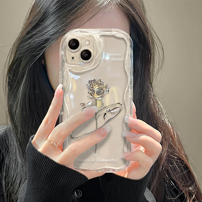 A Bunch Of Roses Is Suitable For 15promax Phone Case Transparent Silicone - Roses Are Red This Phone Case