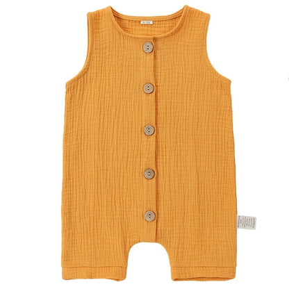 A-class Solid Color Baby Summer Pure Cotton One-piece Garment Jumpsuits - Solid Color Rompers for Tiny Trendsetters