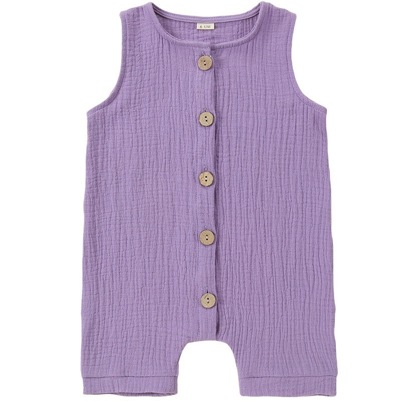 A-class Solid Color Baby Summer Pure Cotton One-piece Garment Jumpsuits - Solid Color Rompers for Tiny Trendsetters