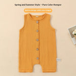 A-class Solid Color Baby Summer Pure Cotton One-piece Garment Jumpsuits - Solid Color Rompers for Tiny Trendsetters