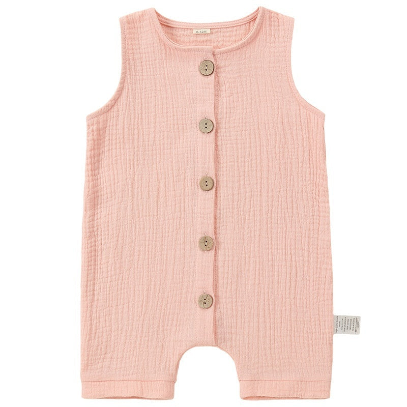 A-class Solid Color Baby Summer Pure Cotton One-piece Garment Jumpsuits - Solid Color Rompers for Tiny Trendsetters