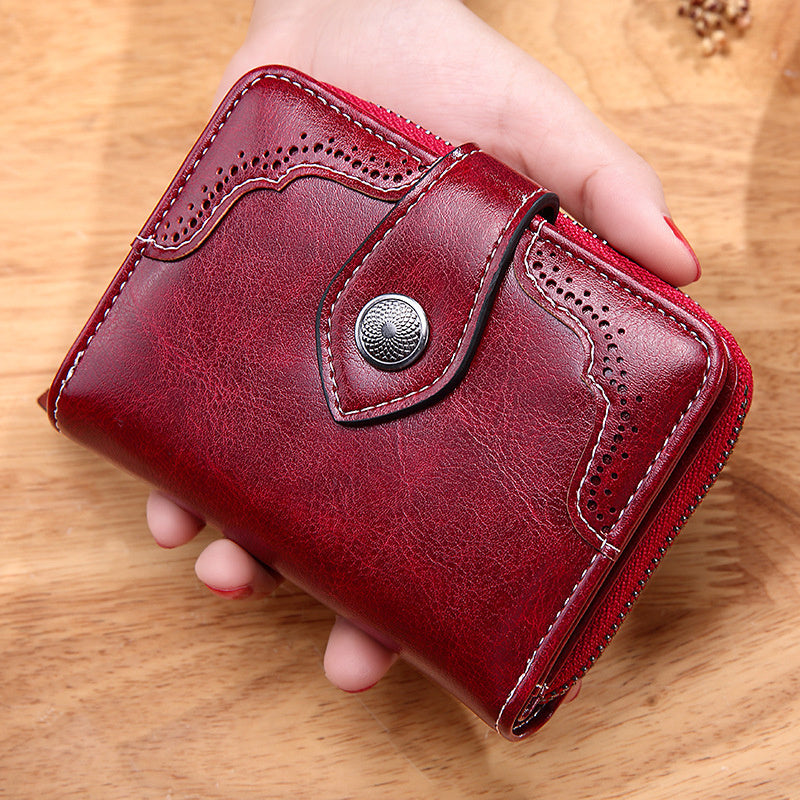 Women’s Retro Wax Leather Zipper Wallet - Wallets That Make Your Money Look Fabulous