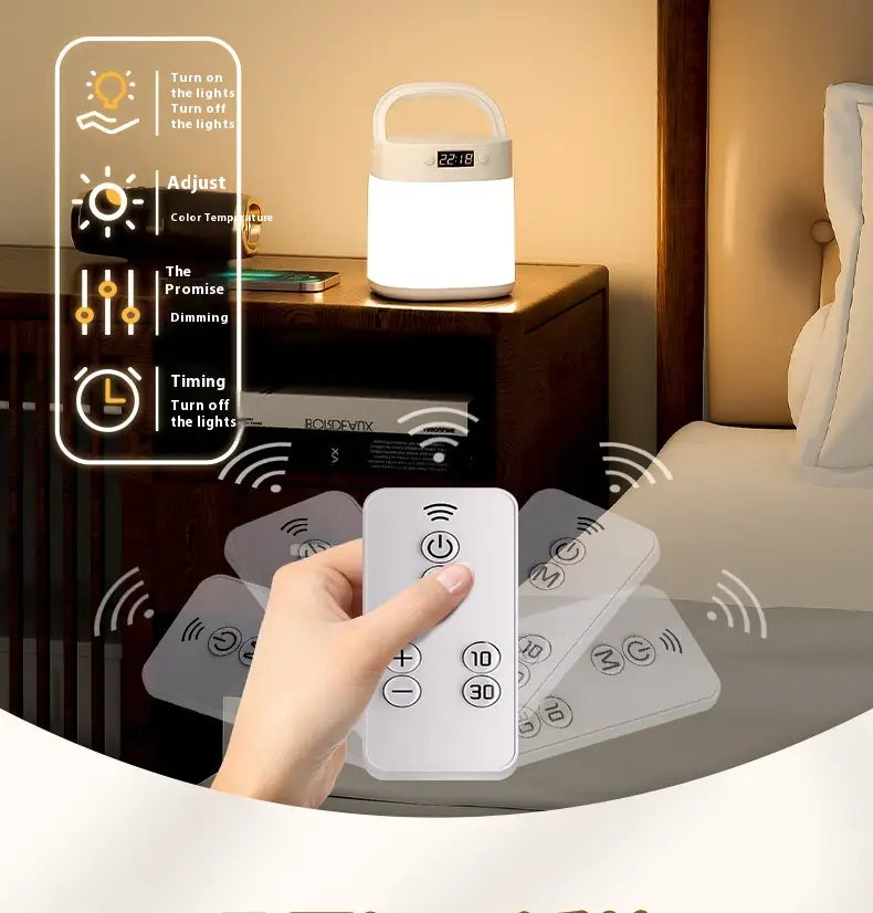 Rechargeable Portable Table Lamp with Tricolor LED Light and Remote Control