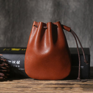 Vintage Cowhide Drawstring Bundle Wallet - Genuine Leather Wallet That Also Holds Your Dreams