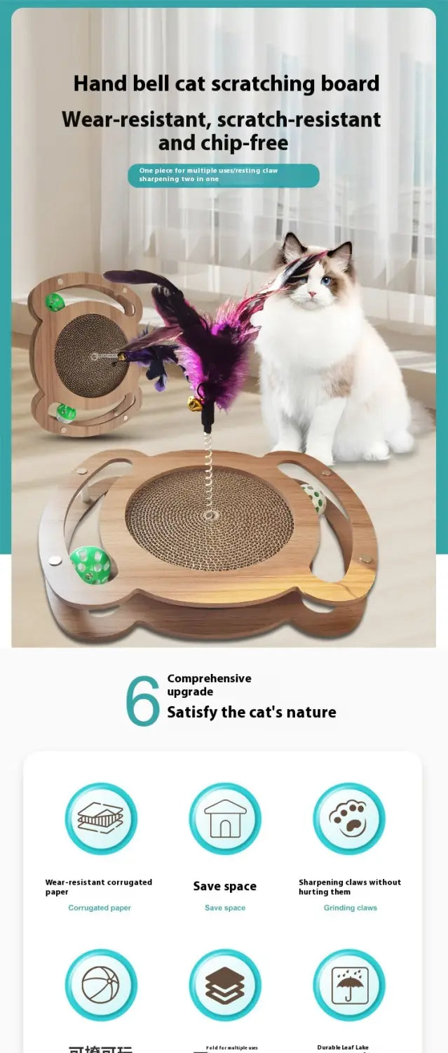 Kassi kriimustuslaud käekellaga gofreeritud papist kriimustuspadjaga