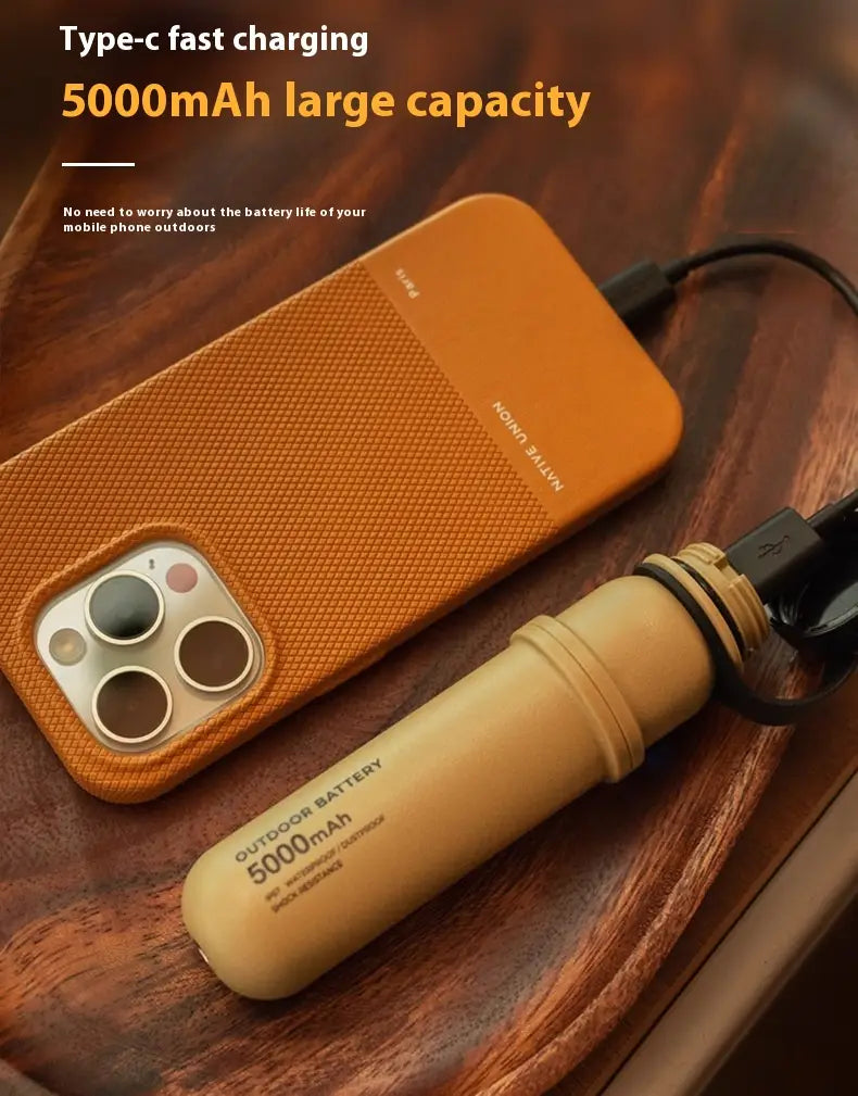 Rechargeable 5000mAh Power Bank with USB-C USB-A Outdoor Lighting for Camping