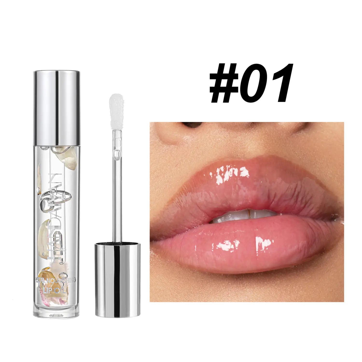 Transparent Dried Flower Lip Gloss with Moisturizing and Repairing Benefits