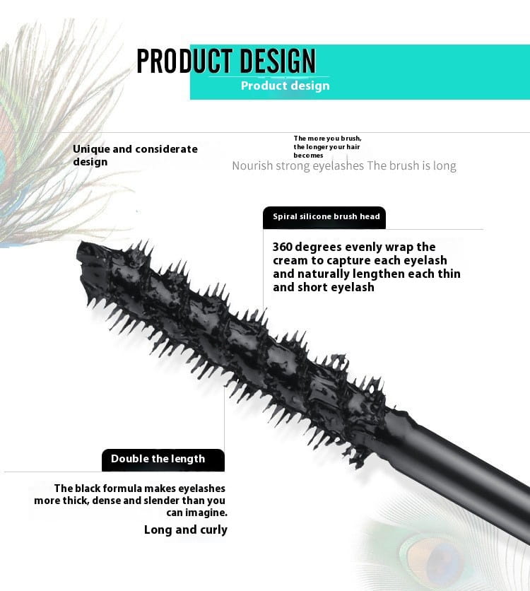 Long Curling Base Peacock Mascara for Curly Black Eyelashes