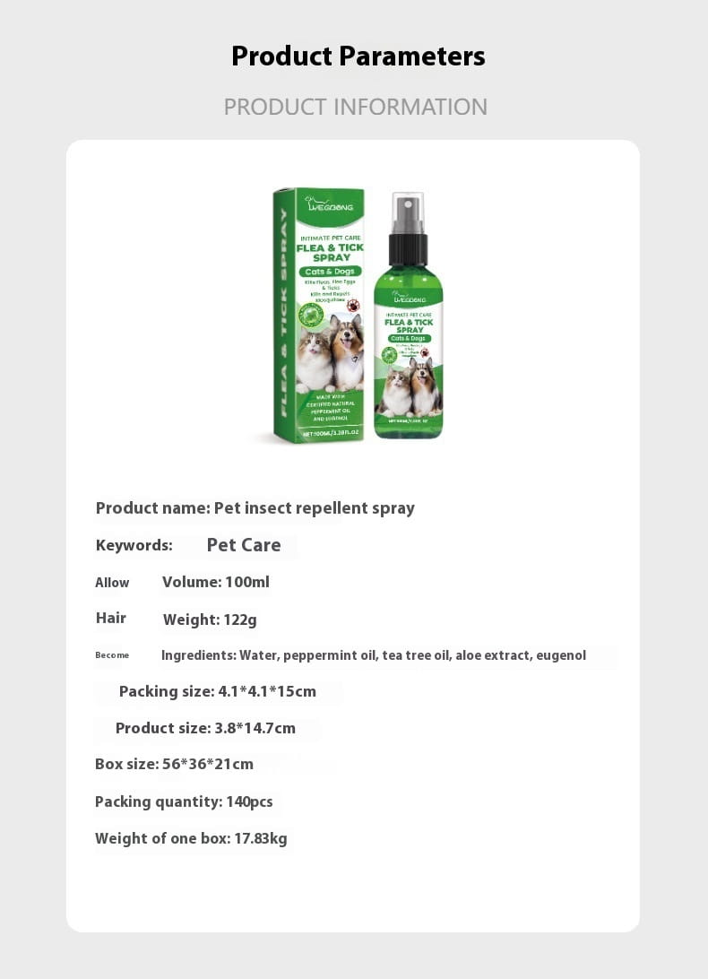 Koiran hyönteisten torjunta -aineet 100 ml luonnollinen kirppu ja punkinsuojaus