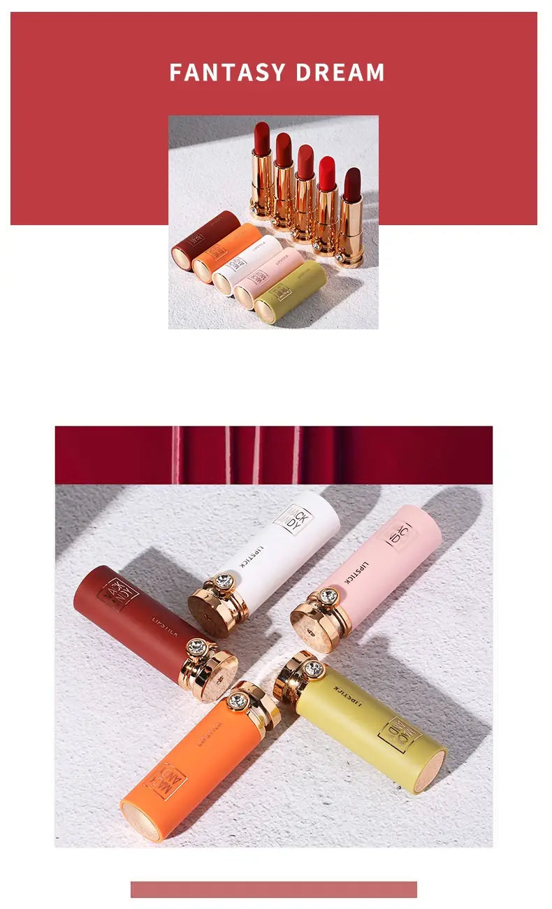 Matte Lipstick Set 5 Colors Long Lasting Waterproof Makeup for All Skin Tones