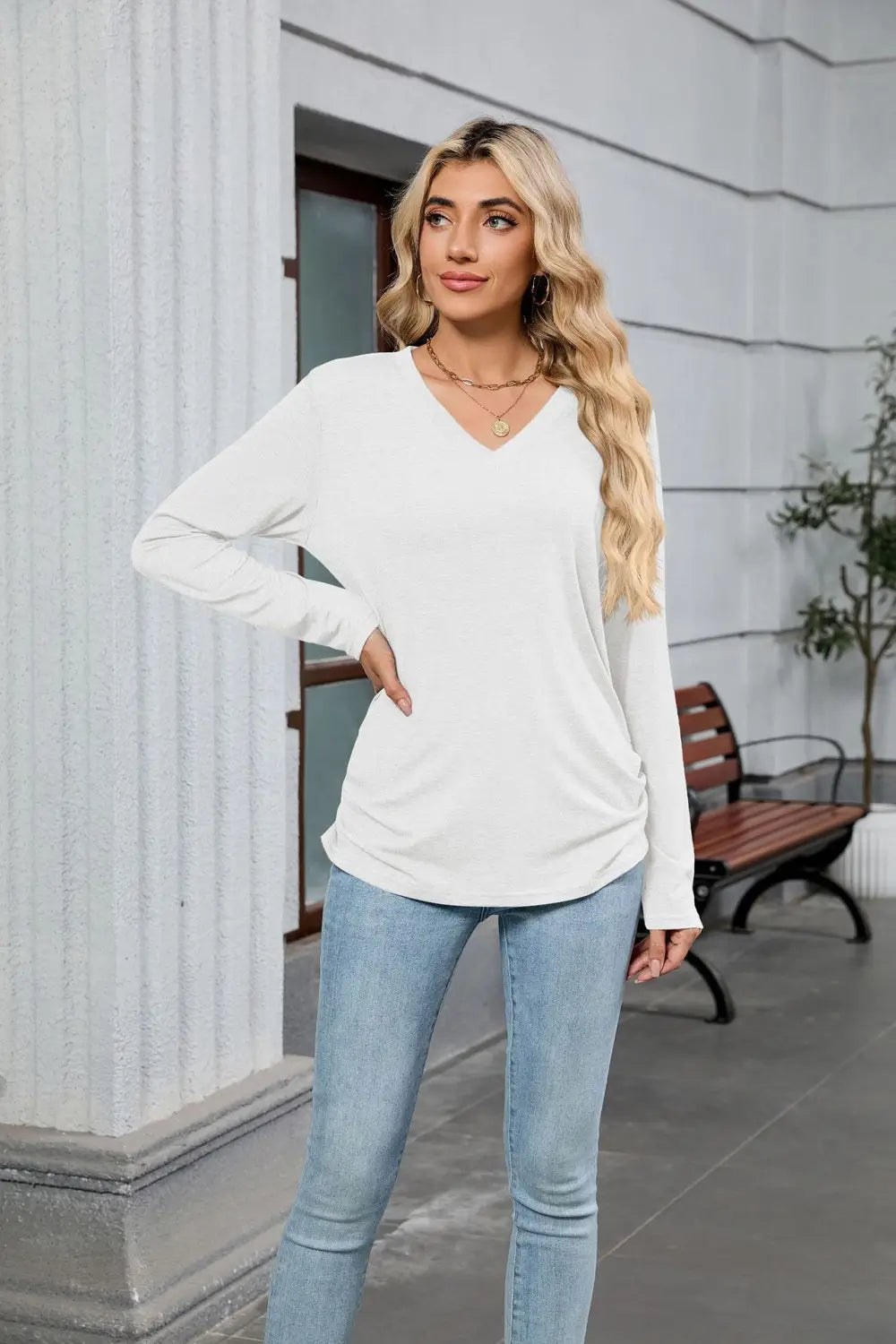 Frauen gefalteter Pullover Pullover personalisierte Farben Casual Workwear S-XXL