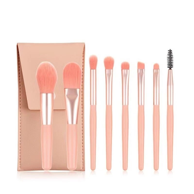 Macaron Makeup Brush Set Eight Eye in Apricot Pink Sky Blue Gray Green
