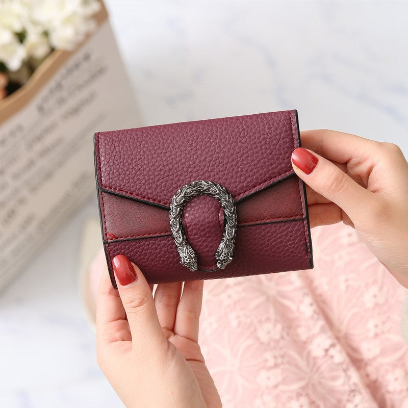 Women’s Short Splicing Leather Wallet - Chic Women’s Wallet for Your Cash and Secrets