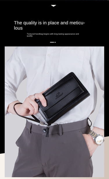 Men’s Business Clutch with Double Zipper Large Capacity in United States