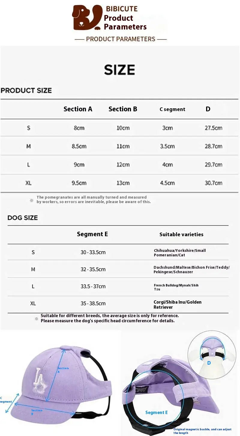 Pet Baseball Cap Verstellbarer Sonnenhut für Hunde und Katzen mehrere Farben