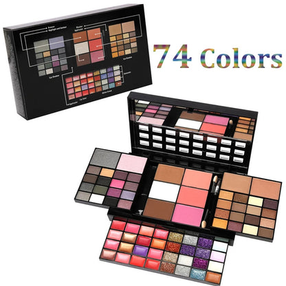 74 Colors Makeup Set Lip Gloss Blush Eyeshadow Highlight Combination Plate Wholesale Makeup Set - Get Ready for a Color