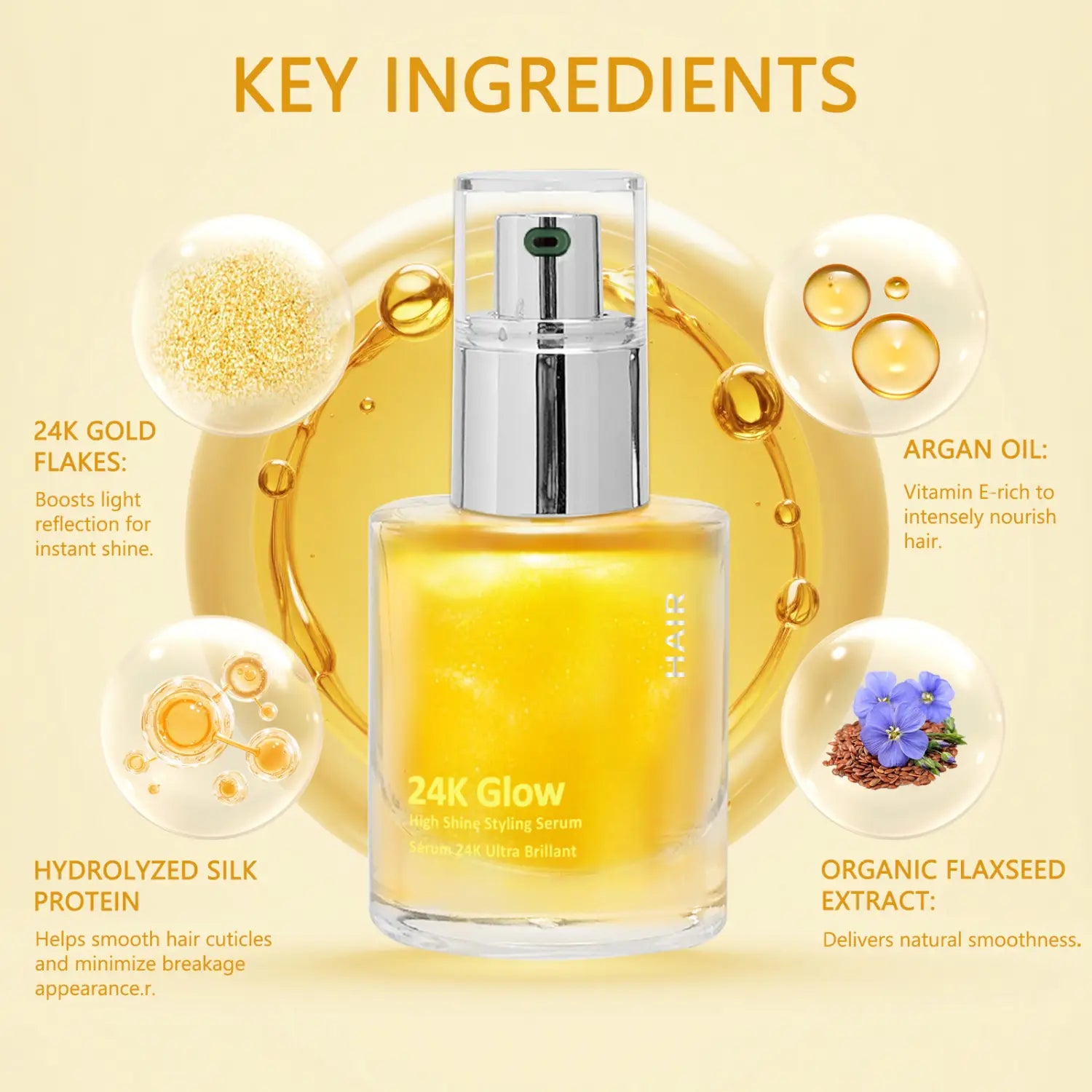 Juuksehoolduse eeterlik õli frizzi juhtimiseks ja kuldlindi töötlemiseks