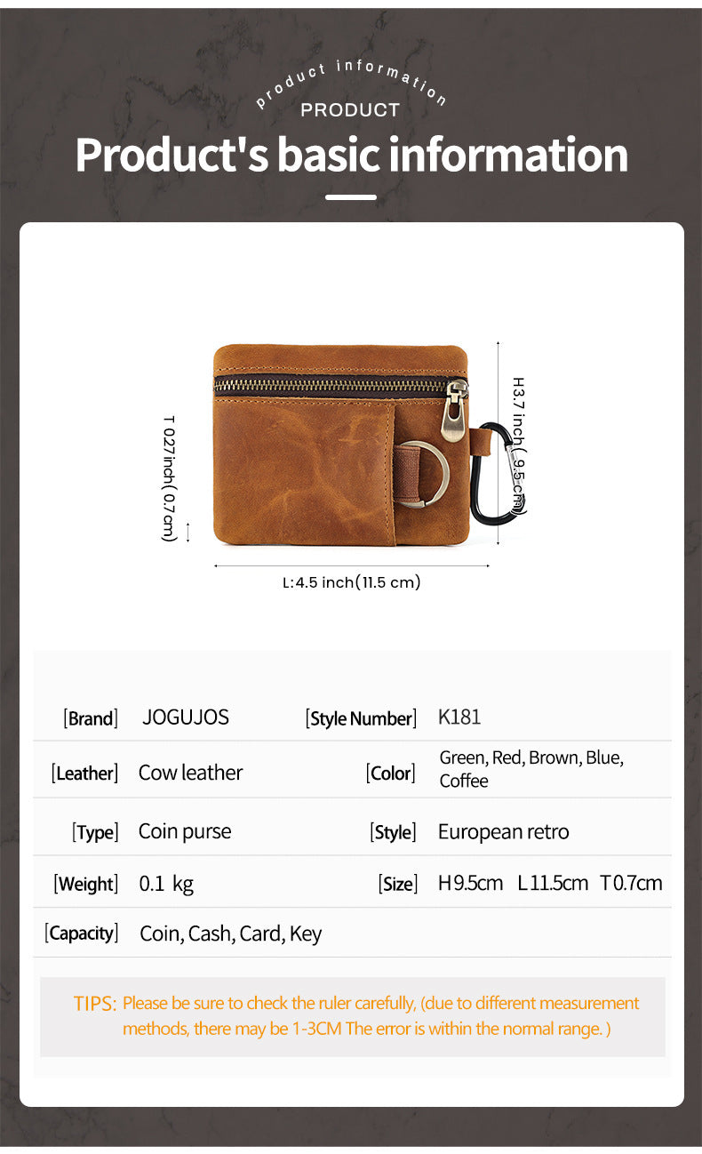 Compact And Multifunctional Leather Wallet - K181 Crazy Horse Leather Wallet for Style and Function